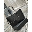 YSL Saint Laurent Shopping Tote Bag Pelle Stampa Coccodrillo Nera
