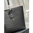 YSL Saint Laurent Shopping Tote Bag Pelle Stampa Coccodrillo Nera