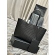 YSL Saint Laurent Shopping Tote Bag Pelle Stampa Coccodrillo Nera