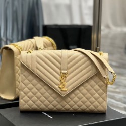 Miglior Prezzo Imitazione Borsa a busta grande YSL Saint Laurent Mix Matelasse Albicocca 31cm Replica