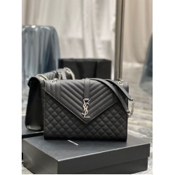 Borsa a busta grande YSL Saint Laurent Mix Matelasse nera 31 cm Borsa a busta grande YSL Saint Laurent Mix Matelasse nera 31 cm