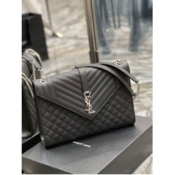Borsa a busta grande YSL Saint Laurent Mix Matelasse nera 31 cm