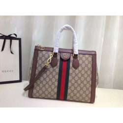 Replica Alta Qualità Ophidia GG borsa media con manico 524537 Caffè scuro