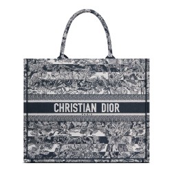 Borse Replica a mano Christian Dior grande con libro blu scuro