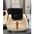 Borsa Hobo YSL Saint Laurent Le Fermoir Shearling Merino 672615 Crema