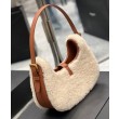 Borsa Hobo YSL Saint Laurent Le Fermoir Shearling Merino 672615 Crema