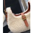 Borsa Hobo YSL Saint Laurent Le Fermoir Shearling Merino 672615 Crema