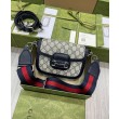 Dettagli perfetti Borsa mini Gucci Horsebit 1955 GG 658574 blu scuro