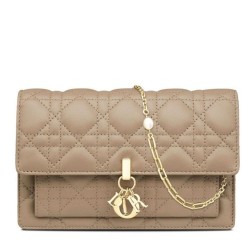 Christian Dior Lady Dior Chain Pouch Albicocca