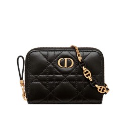 Astuccio Christian Dior Mini Dior Caro con cerniera nero