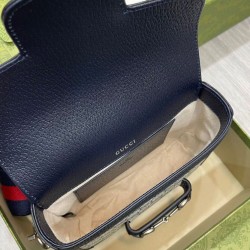 Dettagli perfetti Borsa mini Gucci Horsebit 1955 GG 658574 blu scuro Dettagli perfetti Borsa mini Gucci Horsebit 1955 GG 658574 blu scuro