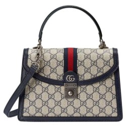 Borsa tote piccola Gucci Ophidia GG 651055 blu scuro