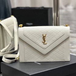 YSL Saint Laurent Gaby Satchel Pelle Di Agnello Trapuntata Bianca