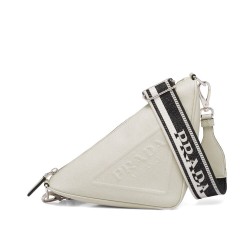 Imitazione Qualità superiore replica Triangolo Prada Saffiano Crema