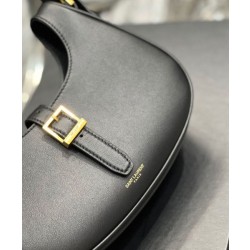 Imitazione YSL Saint Laurent Borsa Hobo Le Fermoir Pelle Lucida Nera