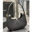 Imitazione YSL Saint Laurent Borsa Hobo Le Fermoir Pelle Lucida Nera