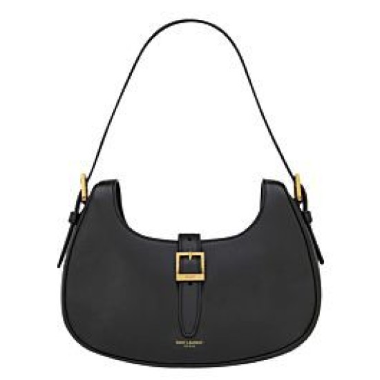 Imitazione YSL Saint Laurent Borsa Hobo Le Fermoir Pelle Lucida Nera