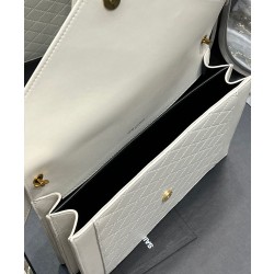 YSL Saint Laurent Gaby Satchel Pelle Di Agnello Trapuntata Bianca