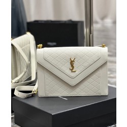 YSL Saint Laurent Gaby Satchel Pelle Di Agnello Trapuntata Bianca