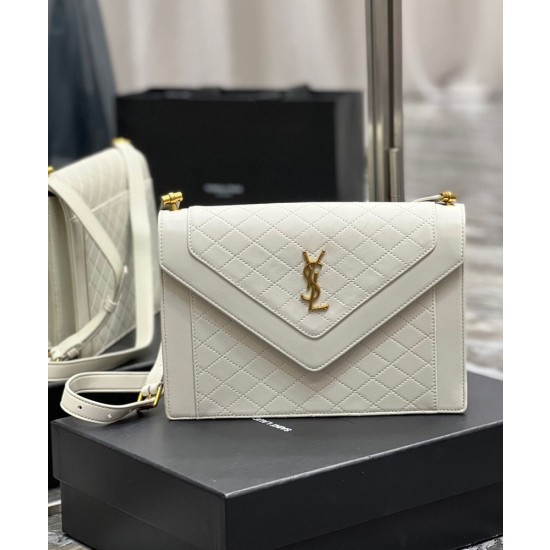 YSL Saint Laurent Gaby Satchel Pelle Di Agnello Trapuntata Bianca