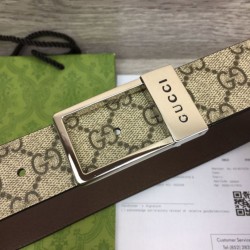 Sito Replica Cintura Gucci GG con fibbia rettangolare 722370 35mm Marrone Argento imitazioni Miglior Prezzo Cintura Gucci GG con fibbia rettangolare 722370 35mm Marrone Argento Replica