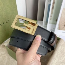 Miglior Prezzo Cintura reversibile Gucci con fibbia G quadrata 626974 Hardware dorato Replica