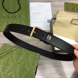 Miglior Prezzo Cintura Gucci con fibbia quadrata e Interlocking G 673921 Nera Replica