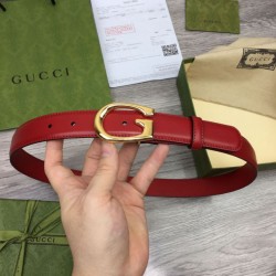 Miglior Prezzo Cintura sottile Gucci con fibbia G 655566 Rossa Replica