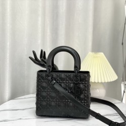 Miglior Prezzo Imitazione Christian Dior Borse Replica Lady Dior My Abcdior media in pelle di vitello Cannage nera con motivo diamante 