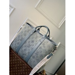 Borsa tote Louis Vuitton M22537 Louis Vuitton Weekend NM blu denim lavato
