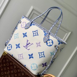 Miglior Prezzo Borsa tote Louis Vuitton Neverfull MM M22979 Blu Replica