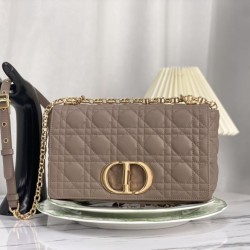 Miglior Prezzo Christian Dior Qualità superiore replica Dior Caro media in pelle di vitello Cannage grigia Replica