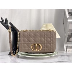 Christian Dior Qualità superiore replica Dior Caro media in pelle di vitello Cannage grigia