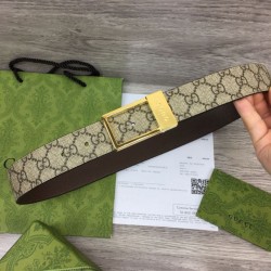 Miglior Prezzo Cintura Gucci GG con fibbia rettangolare 722370 35mm Marrone Oro Replica