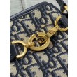 Borse Replica a secchiello media Dior C'est Jacquard obliquo blu