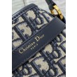 Borse Replica a secchiello media Dior C'est Jacquard obliquo blu