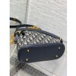 Borse Replica a secchiello media Dior C'est Jacquard obliquo blu