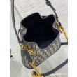Borse Replica a secchiello media Dior C'est Jacquard obliquo blu