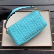 Borse Firmate Replica Baguette Media Fendi Motivo FF Azzurro