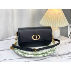 Borsa Christian Dior 30 Montaigne Avenue scatola nera in pelle di vitello