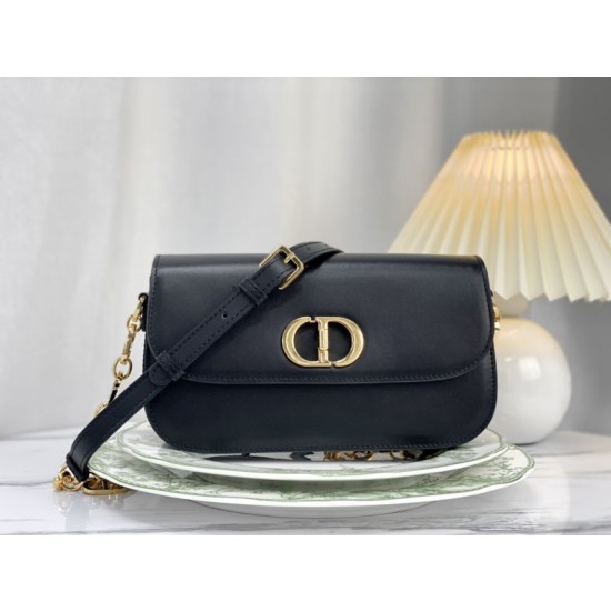 Borsa Christian Dior 30 Montaigne Avenue scatola nera in pelle di vitello