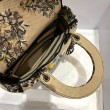 Borsa Dior Medium Lady D-Lite con ricamo Jardin d'Hiver beige