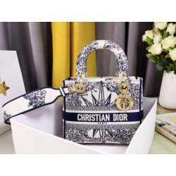 Qualità superiore replica Dior Medium Lady D-Lite Multicolor Ricamo Rêve d'Infini Blu
