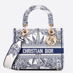 Qualità superiore replica Dior Medium Lady D-Lite Multicolor Ricamo Rêve d'Infini Blu