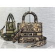 Borsa Dior Medium Lady D-Lite Toile de Jouy Ricamo Marrone