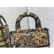 Borsa Dior Medium Lady D-Lite Toile de Jouy Ricamo Marrone