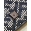 Borsa Fendi Baguette 8BR600 in lana pied de poule con ricamo FF Grigio