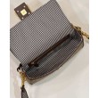 Borsa Fendi Baguette 8BR600 in lana pied de poule con ricamo FF Marrone