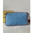 Borse Firmate Replica Fendi Baguette Media 8BR600 denim con motivo FF ricamato tono su tono Blu