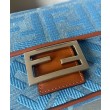 Borse Firmate Replica Fendi Baguette Media 8BR600 denim con motivo FF ricamato tono su tono Blu